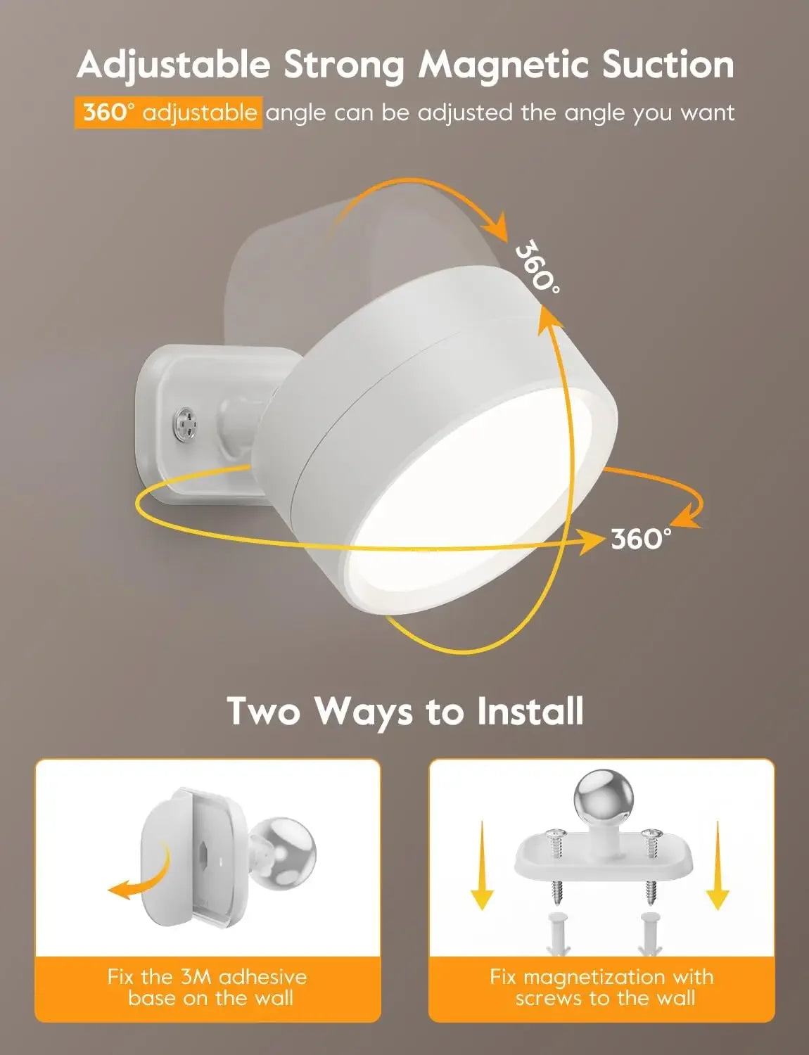 Magnetic LED Wall Sconce with Remote for Modern Bedroom Lighting