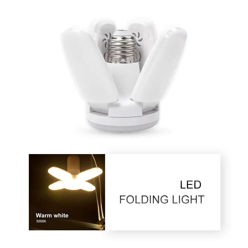 Foldable LED Ceiling Light with Motion Sensor for Garages and Warehouses