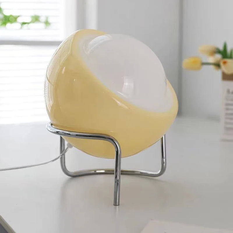 Mid-Century Glass Table Lamp for Bedside and Living Room Decor