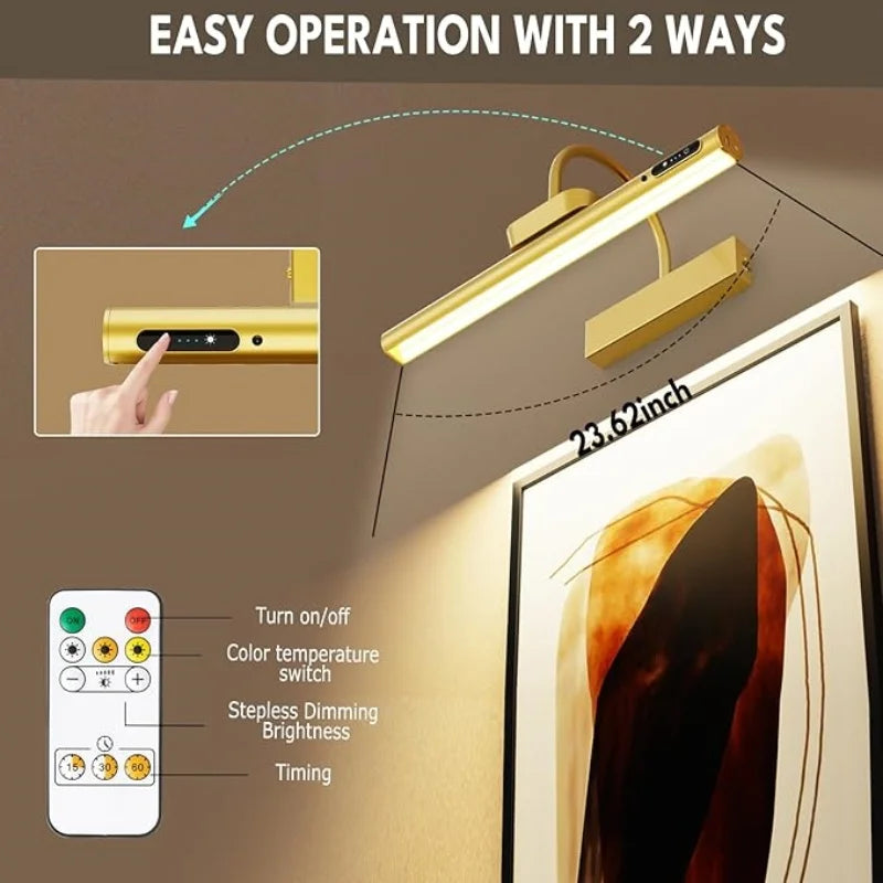 Rechargeable Wireless Picture Light with Remote for Art Display and Gallery Walls