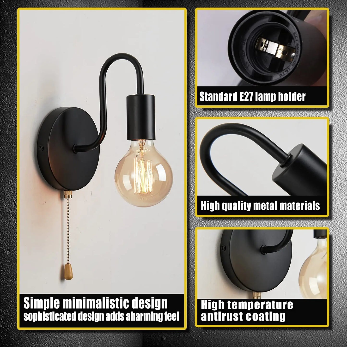 Nordic Industrial Iron Wall Sconce for Bedroom and Bathroom Lighting