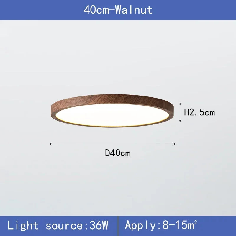 Modern Circular Wood Grain LED Ceiling Light for Living and Dining Rooms