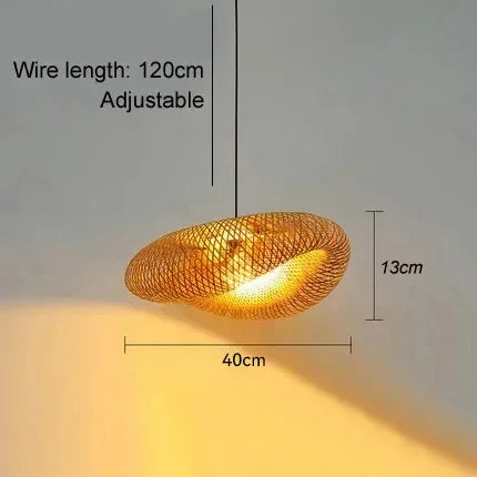 Handwoven Bamboo Pendant Light for Rustic Dining Rooms and Living Spaces