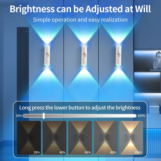 Rechargeable Motion Sensor Wall Light with Sunset Gradient Effect for Bedroom Interiors