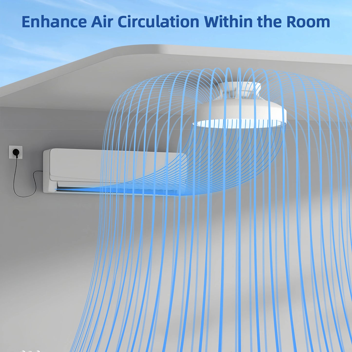 Modern Bladeless Ceiling Fan with Dimmable LED Light and Remote