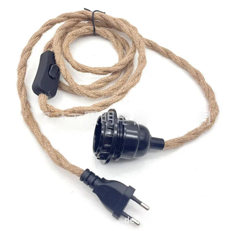 Industrial Rope Pendant Light for Rustic Bedroom and Hallway Decor
