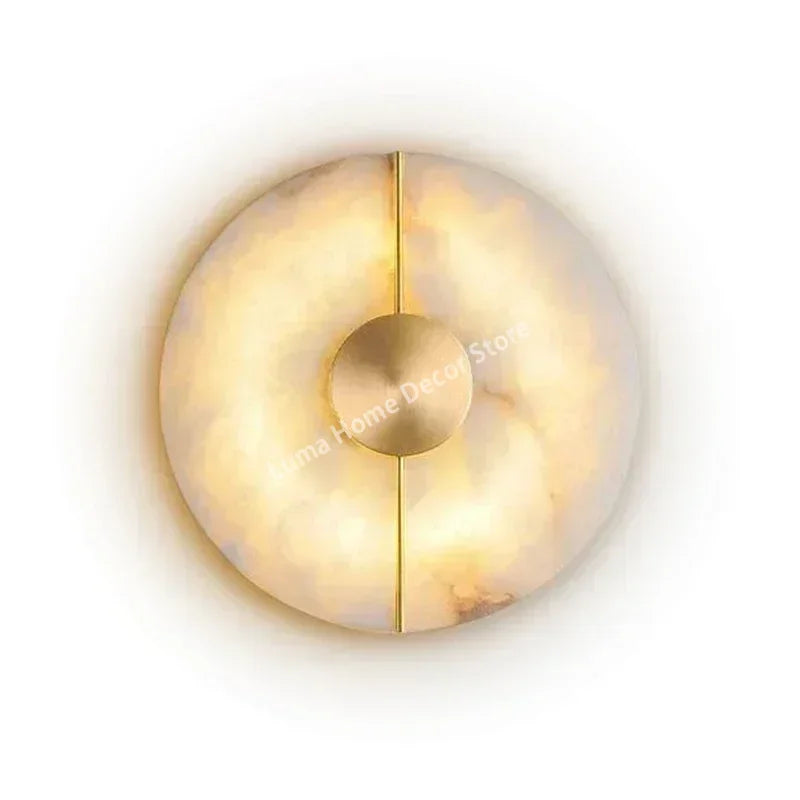 Modern Marble and Copper Wall Sconce for Bedroom and Living Room