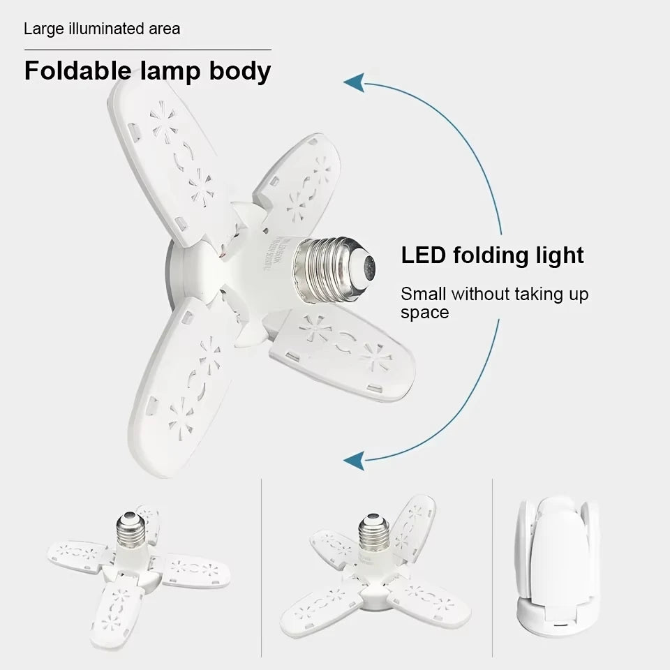 Foldable LED Ceiling Light with Motion Sensor for Garages and Warehouses