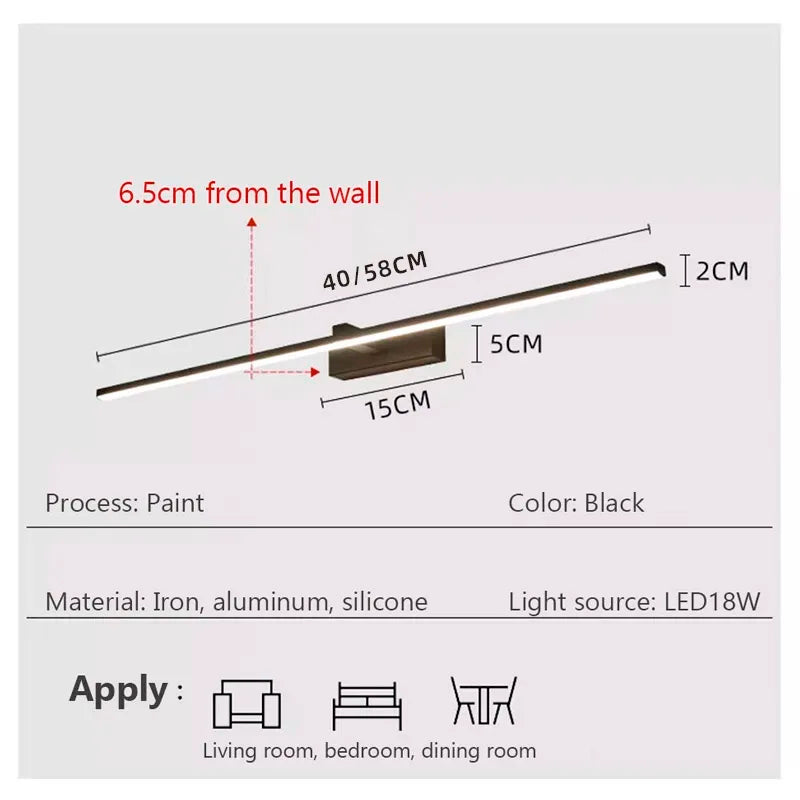 Modern Waterproof LED Vanity Wall Light for Bathroom and Makeup Areas