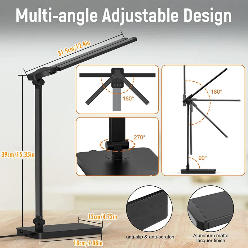 Modern Dual Arm LED Desk Lamp for Professional Home Offices