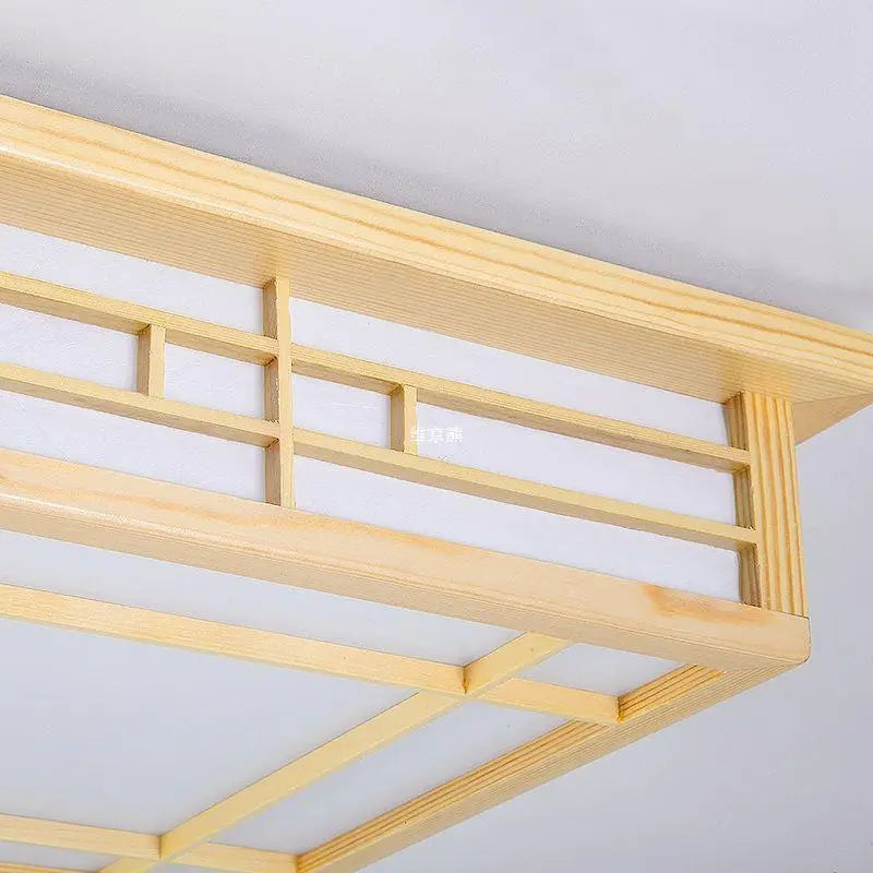 Japanese Minimalist Solid Wood LED Ceiling Lamp for Bedrooms and Living Rooms
