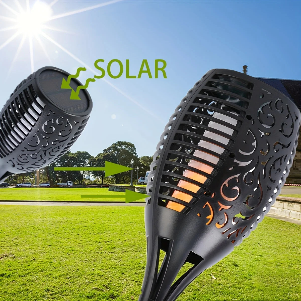 Solar LED Flame Torch Light for Garden and Outdoor Path Decor