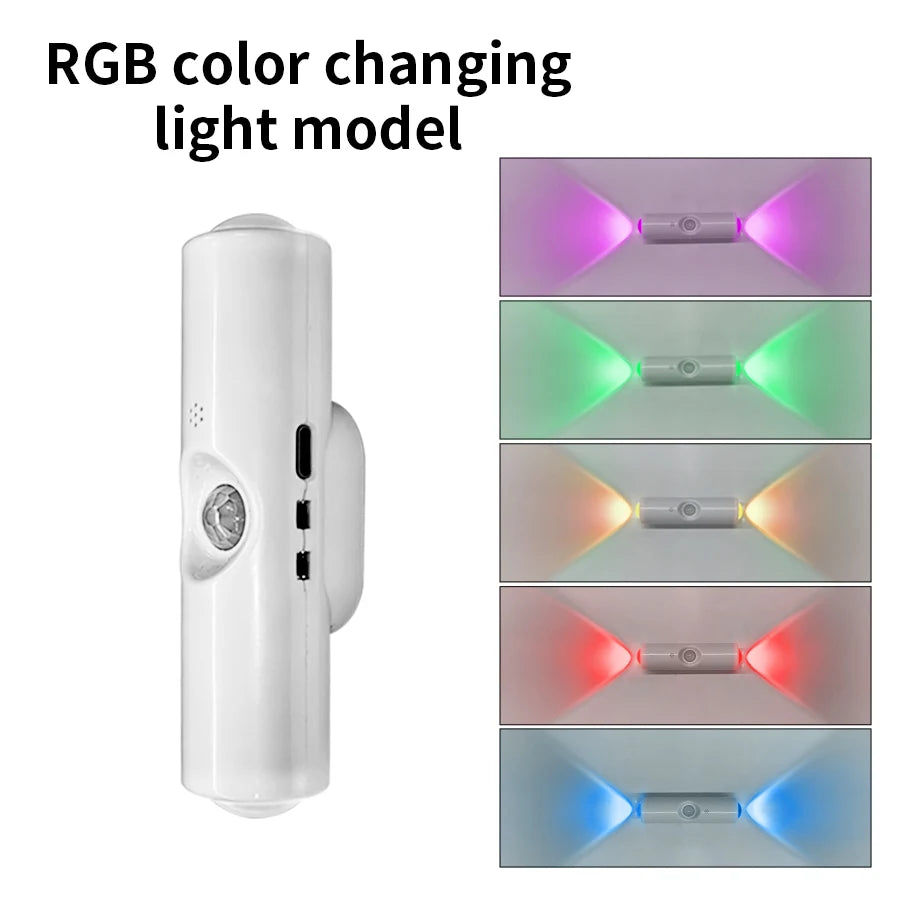 Rechargeable Motion Sensor Wall Light with Sunset Gradient Effect for Bedroom Interiors