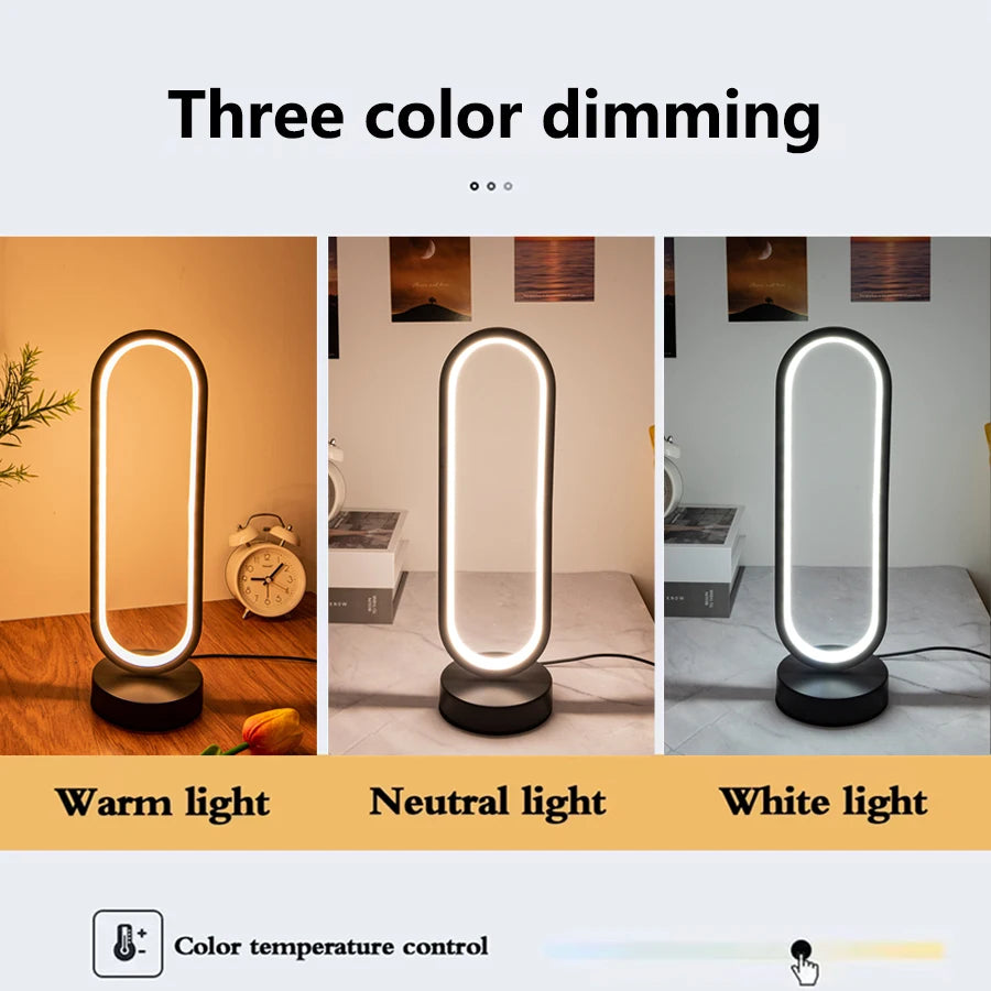 Modern LED Ring Table Lamp for Bedrooms and Living Room Decor