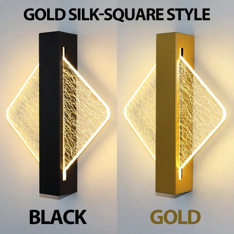Modern Gold Foil LED Wall Sconce for Bedroom and Living Room