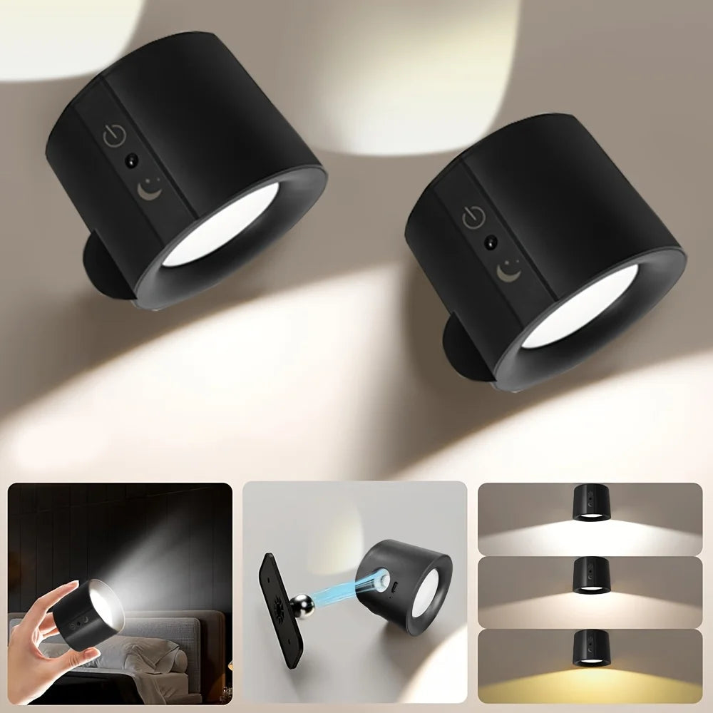 Magnetic LED Wall Spotlight with Remote for Modern Bedroom and Living Room