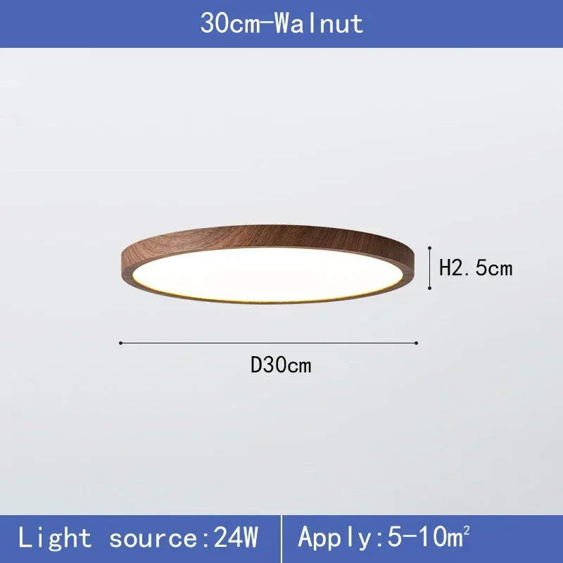 Modern Circular Wood Grain LED Ceiling Light for Living and Dining Rooms