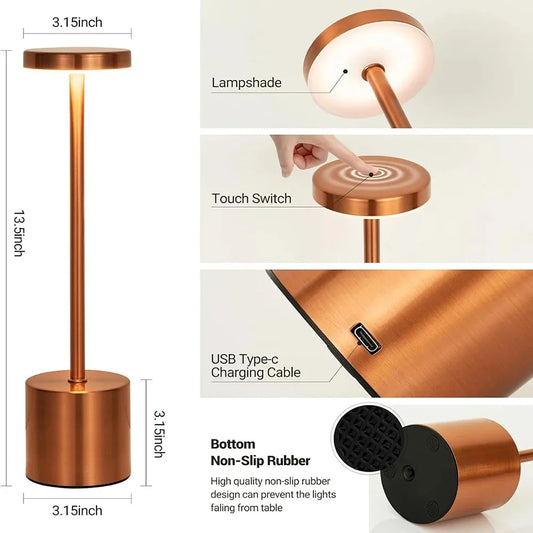 Nordic Rechargeable Cordless LED Table Lamp for Restaurants and Home Bars