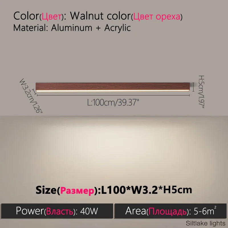 Minimalist LED Linear Ceiling Light for Modern Living Rooms and Offices