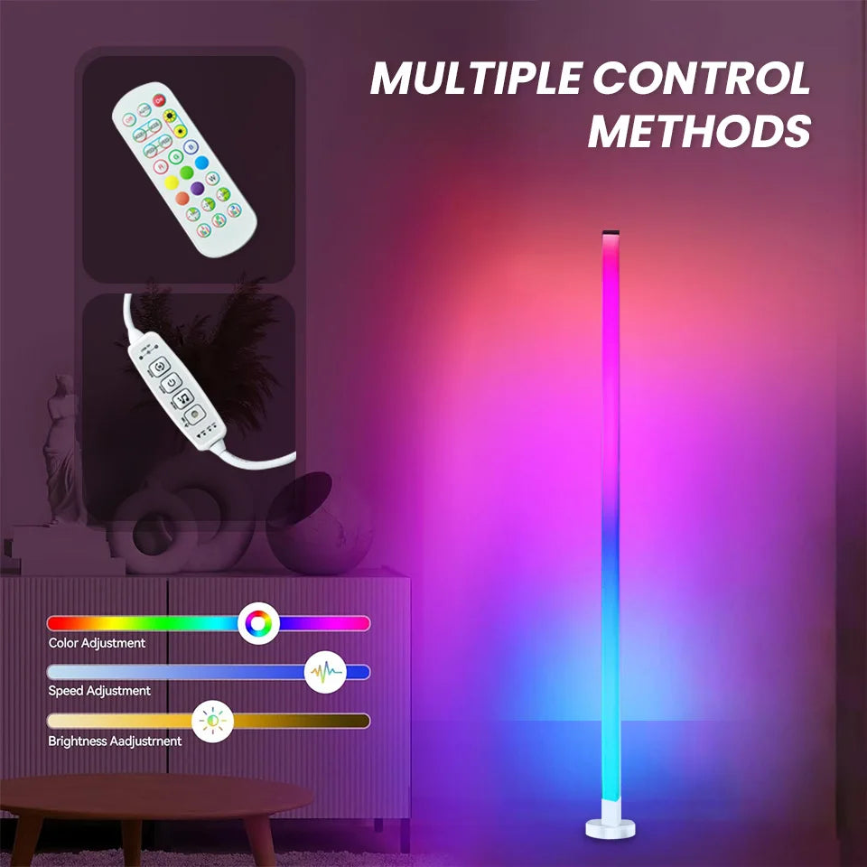 Modern LED Corner Floor Lamp with RGB App Control for Living Spaces