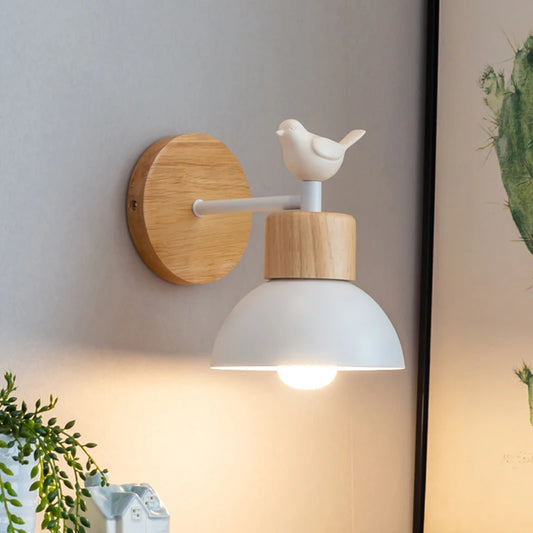 Nordic Wooden LED Wall Sconce for Modern Bedroom and Hallway Lighting