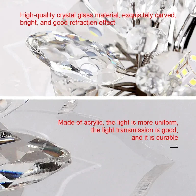 Floral Crystal LED Flush Mount Ceiling Light for Hallways and Living Rooms