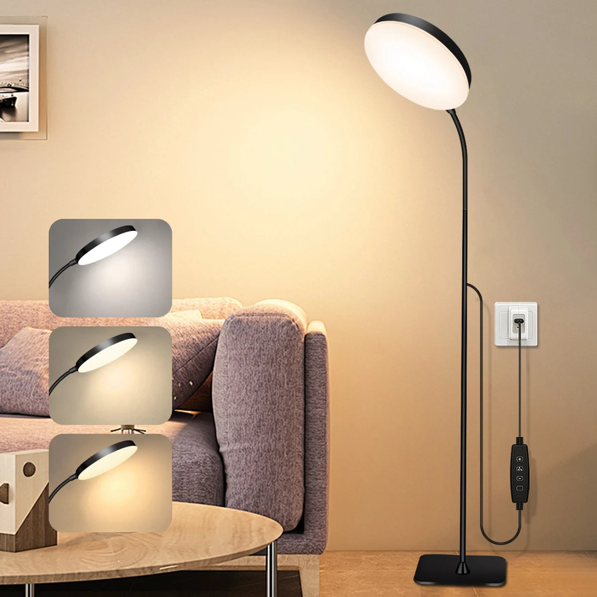Adjustable LED Floor Lamp with Flexible Gooseneck for Reading and Task Lighting