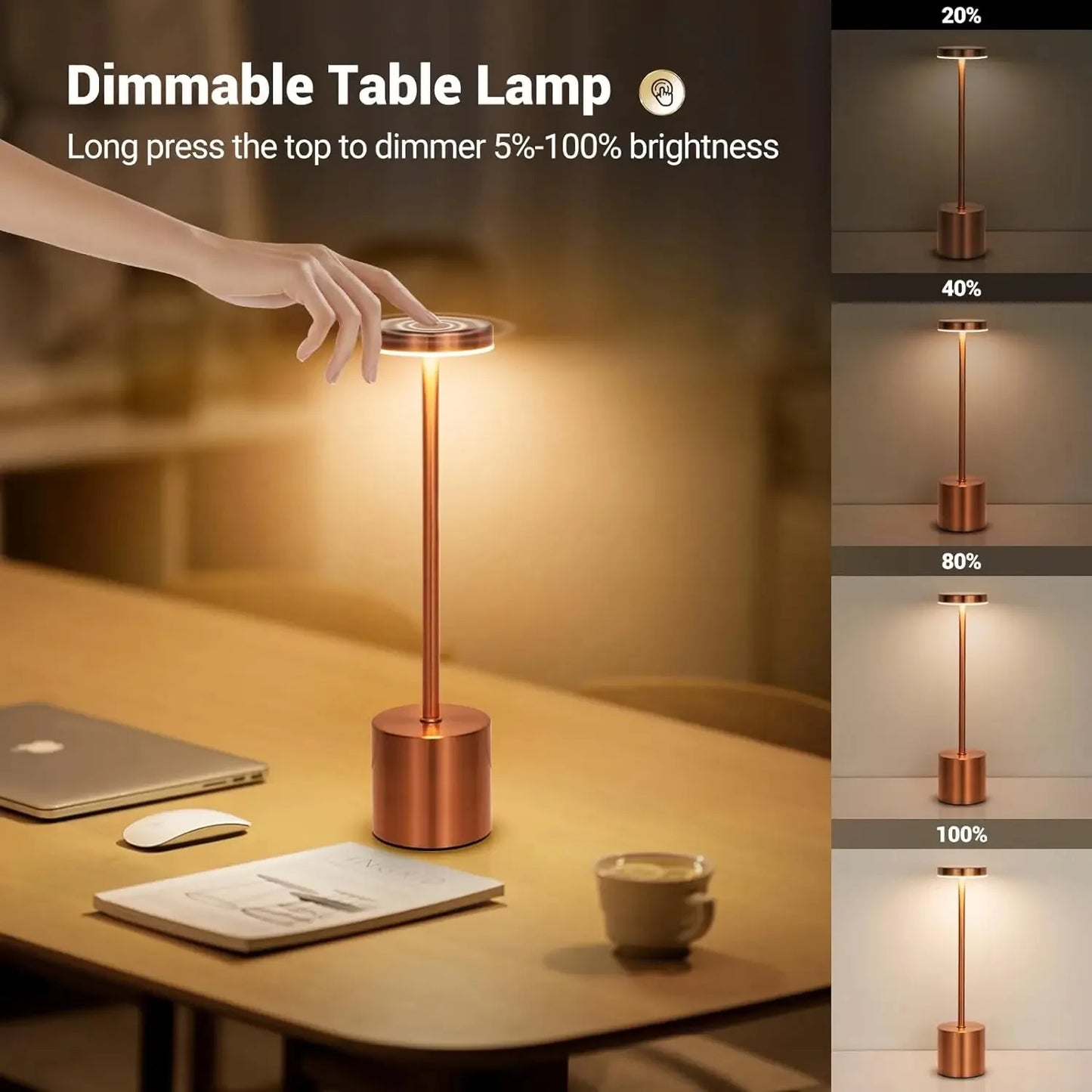 Wireless Rechargeable LED Table Lamp for Modern Restaurants and Hotels