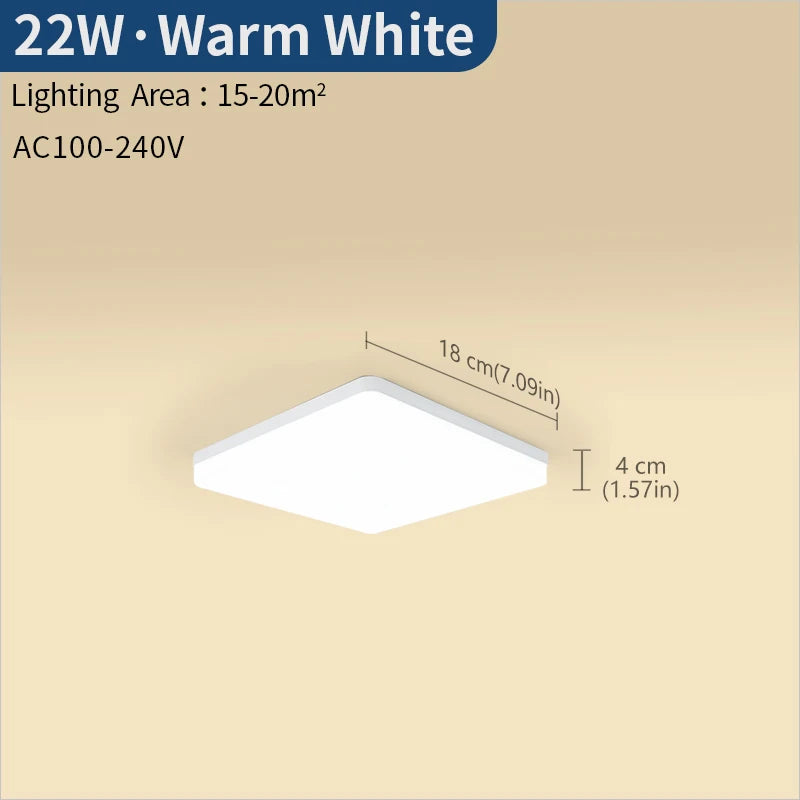 Modern Square LED Ceiling Light for Contemporary Bedrooms and Living Spaces