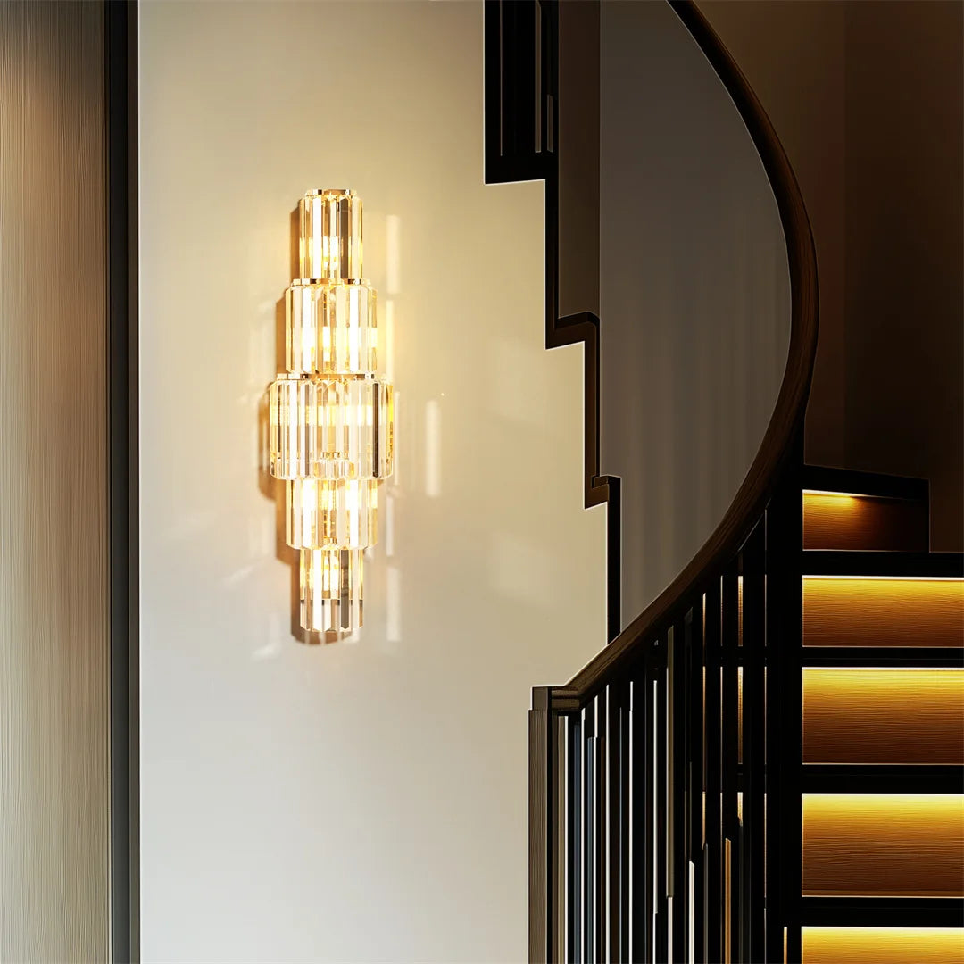 Modern Three-Layer Crystal Wall Sconce for Elegant Home and Hotel Interiors