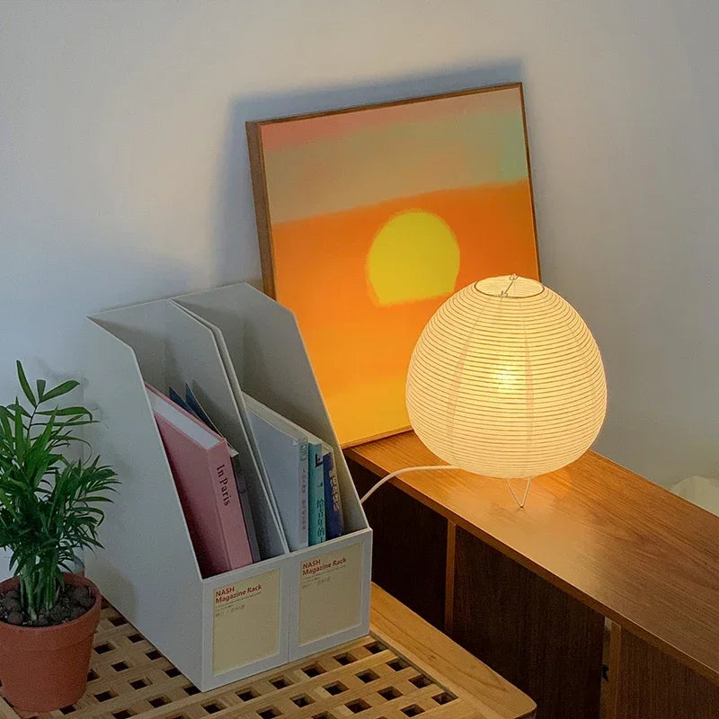 Japanese Rice Paper Table Lamp for Minimalist Living Rooms and Bedrooms