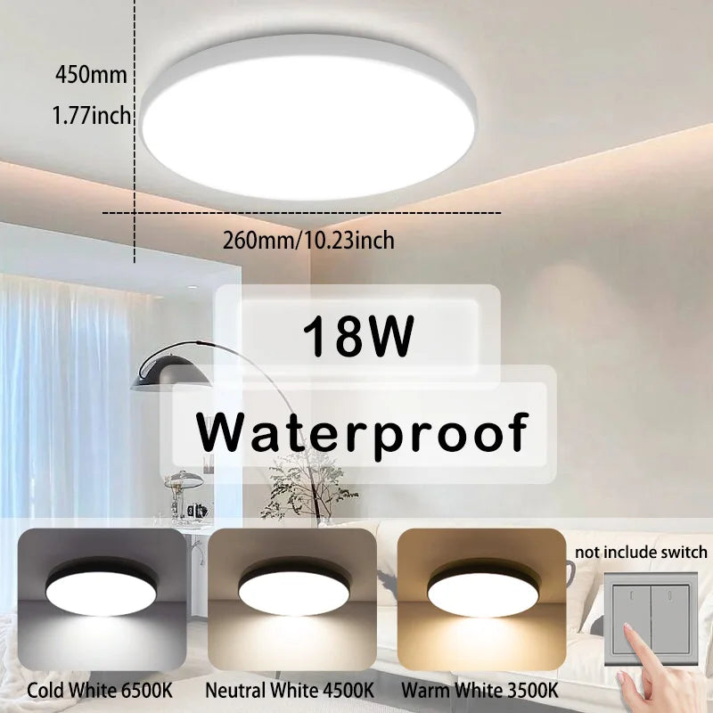 Modern Waterproof LED Ceiling Light for Bathrooms Kitchens and Hallways