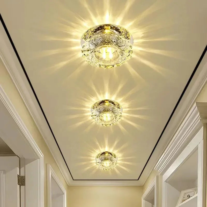Modern Crystal LED Flush Mount Ceiling Light for Living Rooms and Hallways
