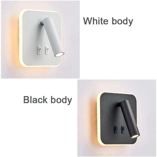 Adjustable Rotating LED Wall Spotlight for Hotel Reading and Bedside Lighting