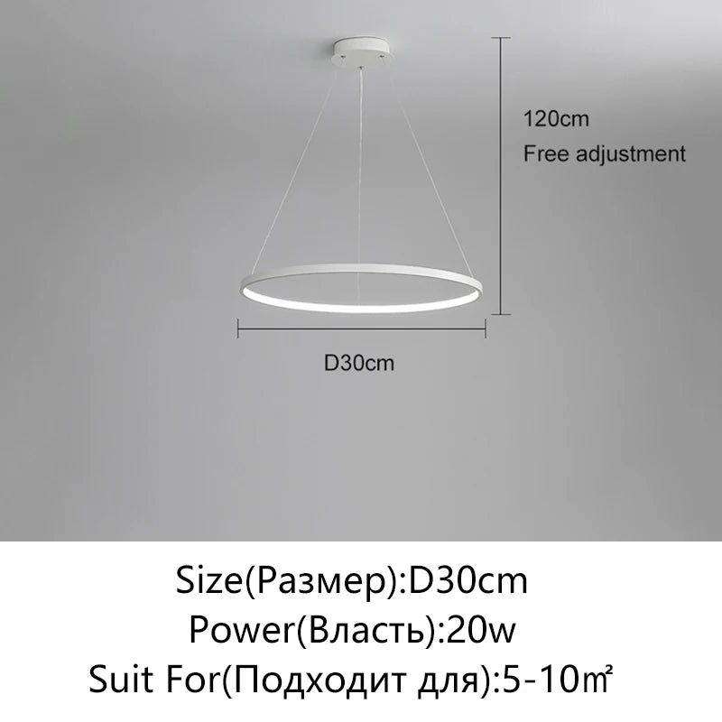 Minimalist Round LED Pendant Light for Modern Living Rooms and Restaurants