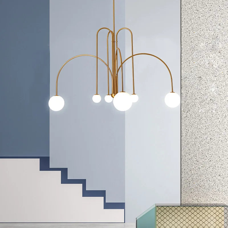 Nordic Glass Globe LED Chandelier for Modern Dining Rooms and Cafes