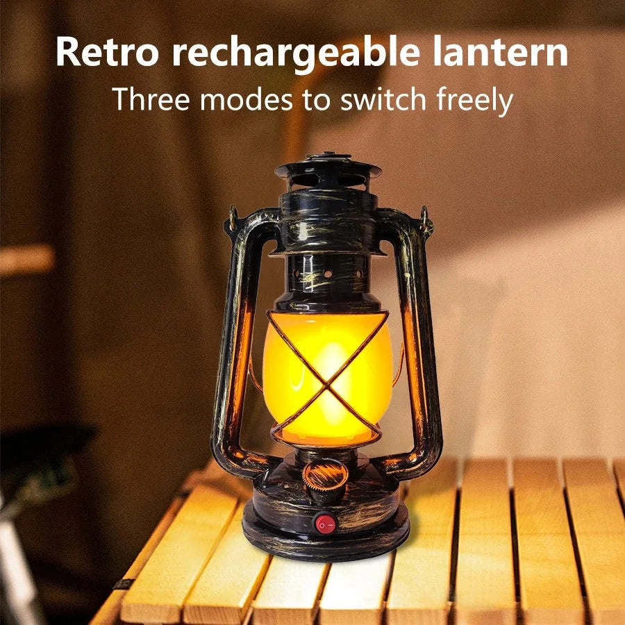 Portable Vintage LED Table Lamp for Cafe Ambiance and Outdoor Living