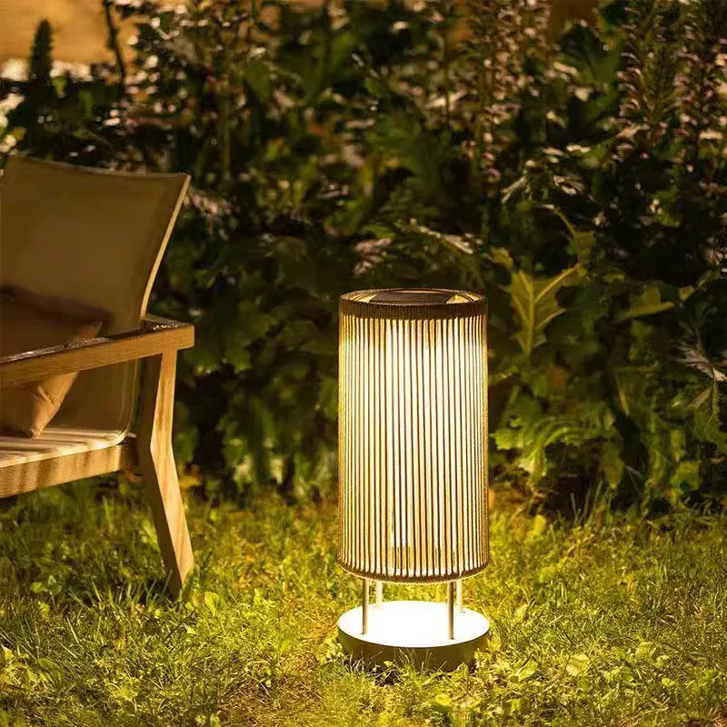 Nordic Rattan Solar Standing Lamp for Garden Balcony and Courtyard Decor