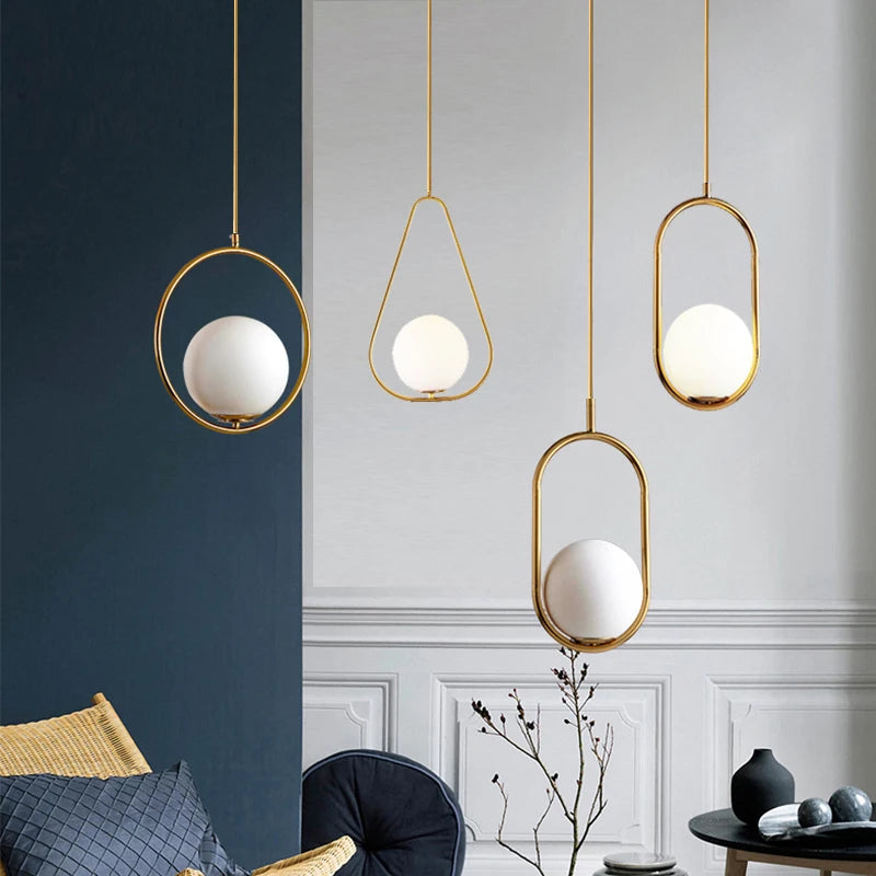 Modern Nordic Glass Globe Pendant Light for Dining and Living Rooms