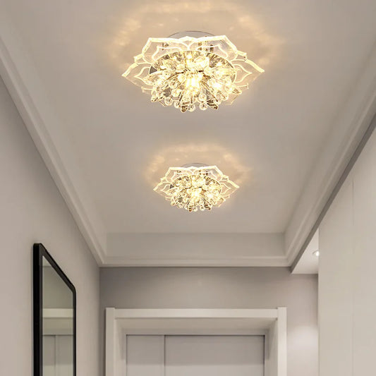 Floral Crystal LED Flush Mount Ceiling Light for Hallways and Living Rooms