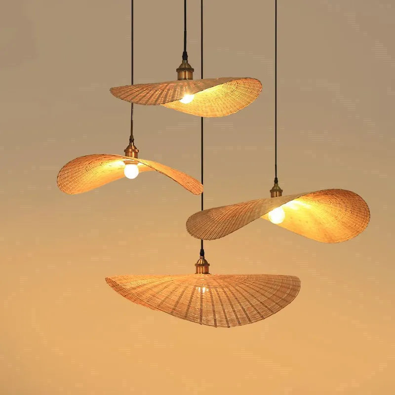 Handmade Rattan Bamboo Pendant Light for Rustic Cafes and Restaurants