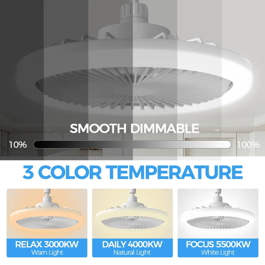Modern LED Ceiling Fan Light with Dimmable Settings for Bedrooms