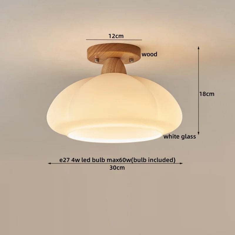 Modern Walnut and Copper LED Ceiling Light for Hallways and Living Rooms