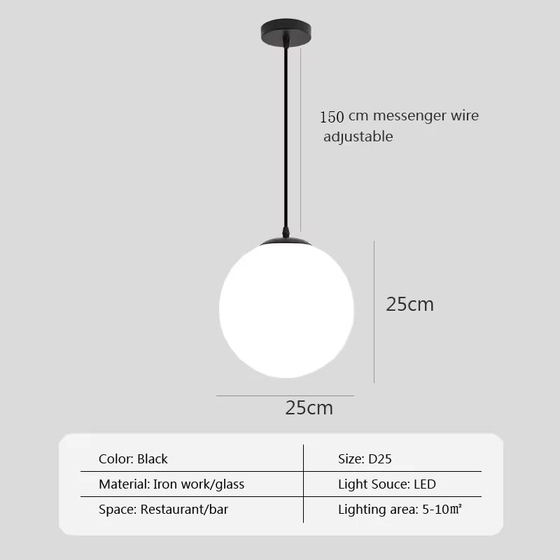 Nordic Glass Globe Pendant Light in Brass for Modern Dining Rooms