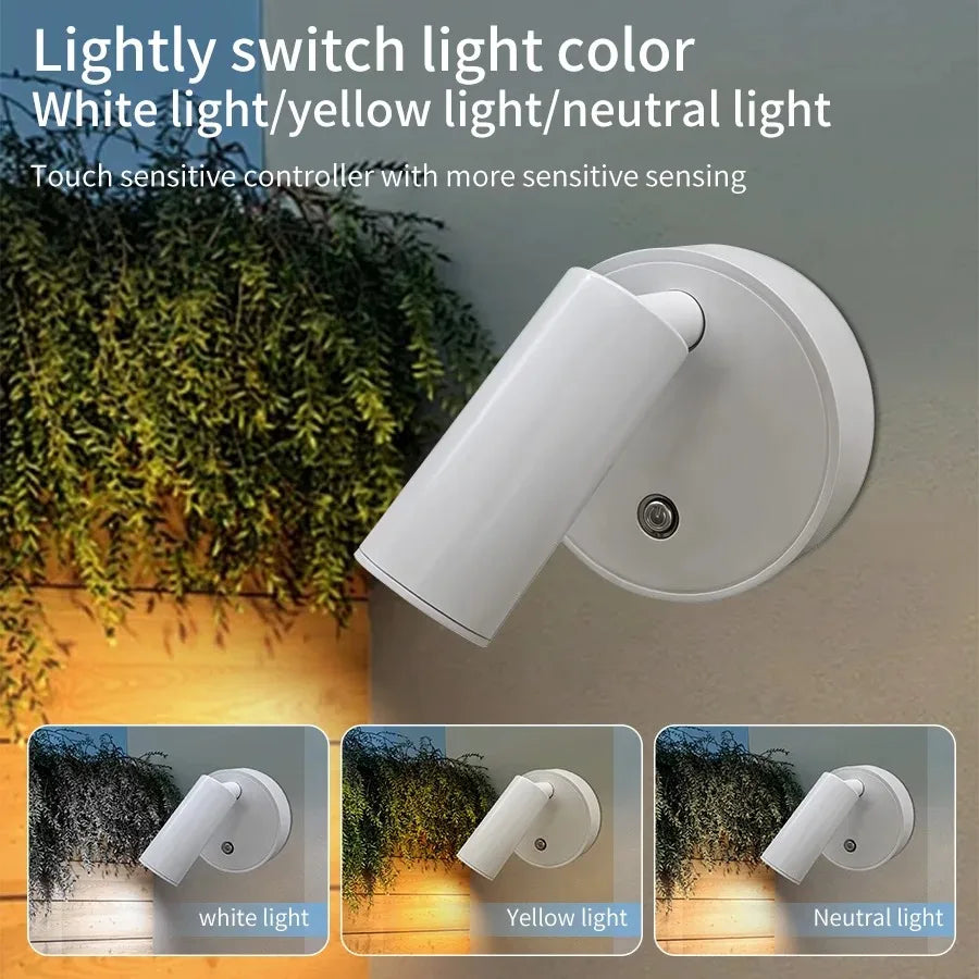 Magnetic LED Wall Spotlight with Touch Dimmer for Bedroom and Office