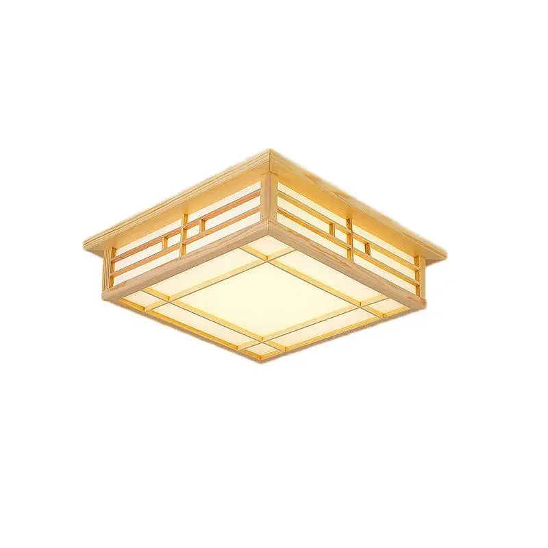 Japanese Minimalist Solid Wood LED Ceiling Lamp for Bedrooms and Living Rooms