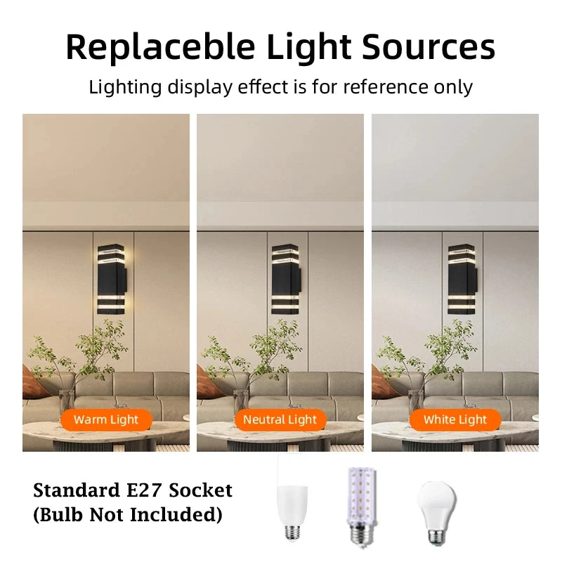 Modern Up and Down Outdoor Wall Sconce for Porch and Garden