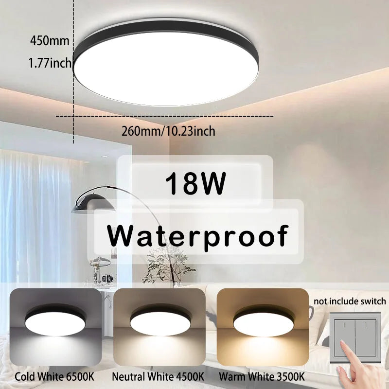 Modern Waterproof LED Ceiling Light for Bathrooms Kitchens and Hallways