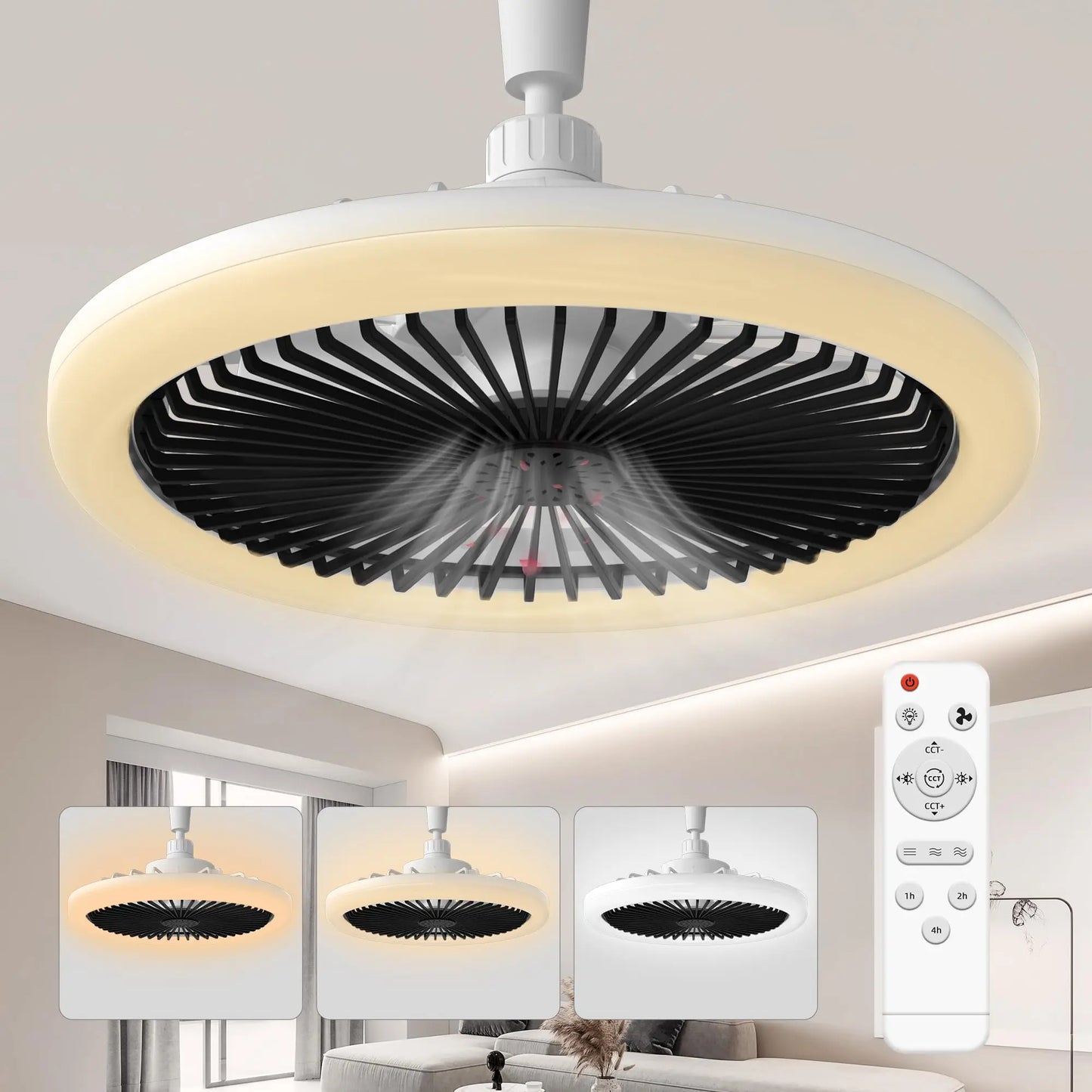 Modern LED Ceiling Fan Light with Dimmable Settings for Bedrooms