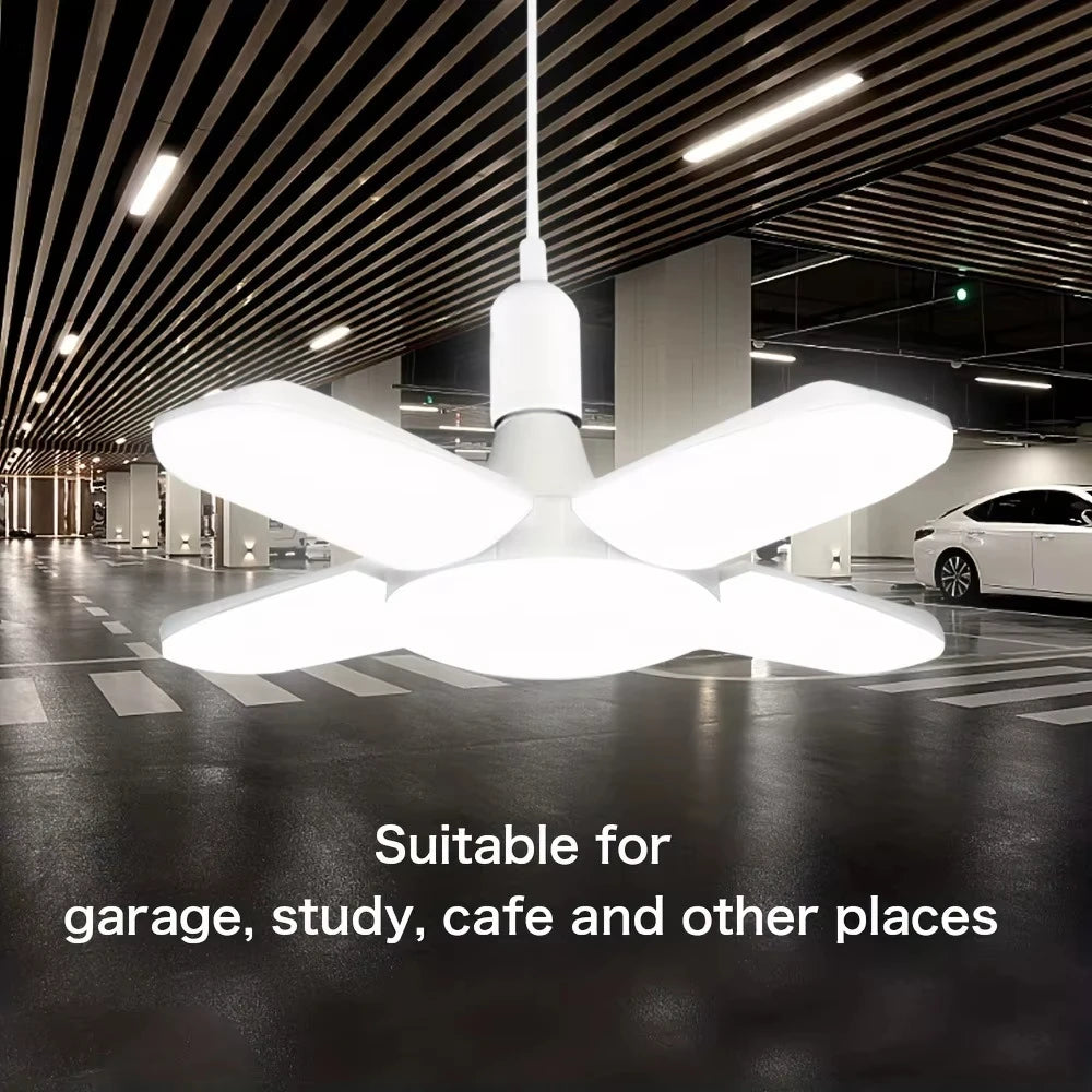 Foldable LED Ceiling Light with Motion Sensor for Garages and Warehouses